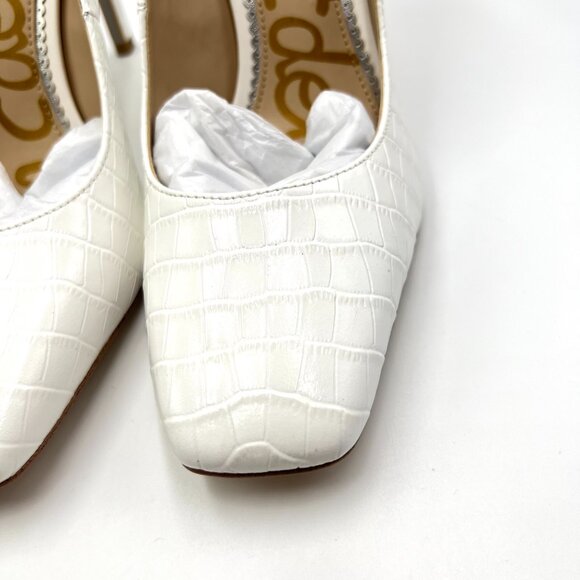 Sam Edelman Size 8.5 Beth White‎ Leather Croc Gator Stiletto Heels Pumps Shoes - Picture 4 of 15